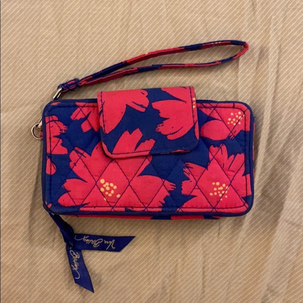 Vera Bradley pink and blue floral wristlet